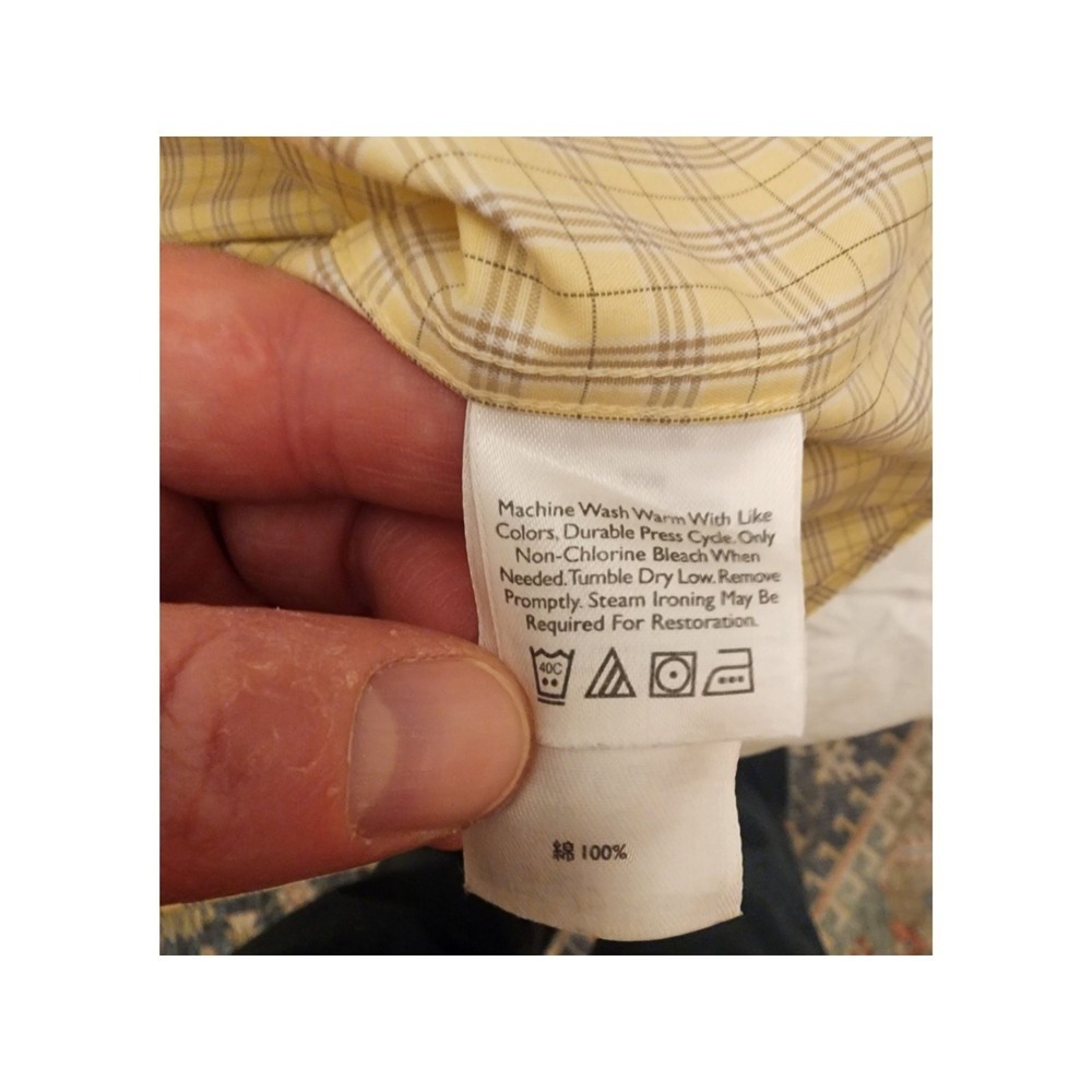 Eddie Bauer Men's Button-Up Shirt Size Large L Tall Yellow‎ Plaid Long Sleeve - Picture 6 of 9
